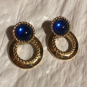 VINTAGE GIVENCHY GOLD and BLUE EARRINGS 🤩